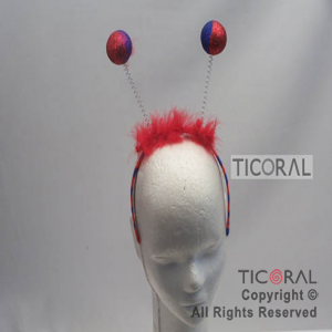 VINCHA PELOTITA AZUL Y ROJO C/PLUMA Y GIBRE HS5415-5 x 1